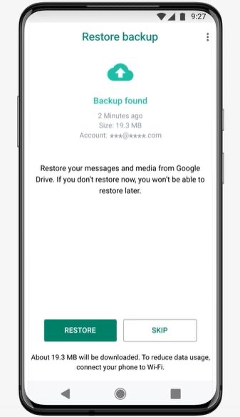 backups stored in Google Drive